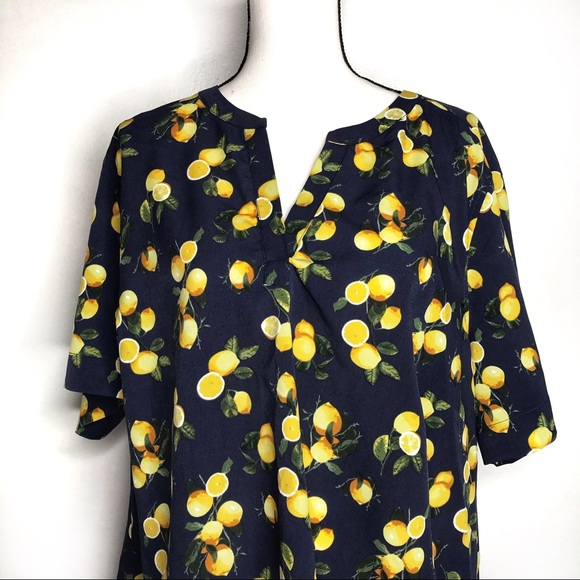 Jasmine & Juliana Tops - Jasmine & Juiliana Lemon Print Top Plus Size 2X